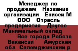 Менеджер по продажам › Название организации ­ Енисей-М, ООО › Отрасль предприятия ­ Другое › Минимальный оклад ­ 100 000 - Все города Работа » Вакансии   . Амурская обл.,Селемджинский р-н